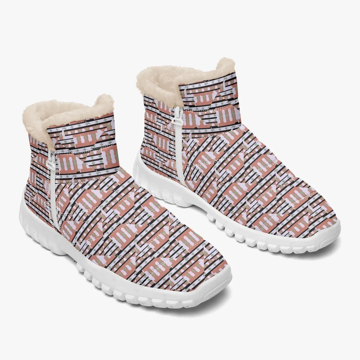 Eclectic Cotton-pad Fur Zipper Up Boots